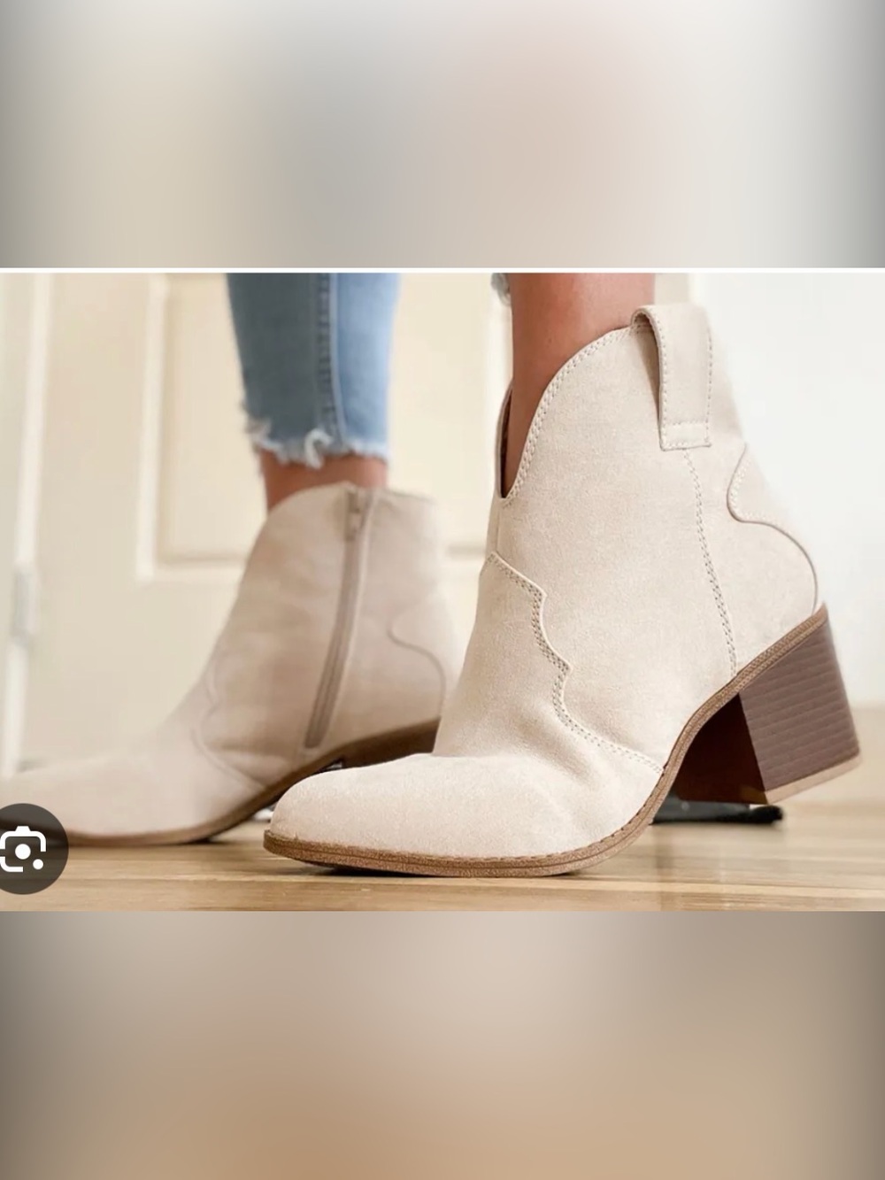 NWOT Kohl's Cream Suede Western-Inspired Ankle Booties 6.5